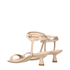 Beige Leather Stiletto Heels Sandals