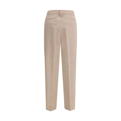 Beige Fleece Wool Dress Pants
