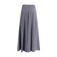 Blue Cotton Midi Skirt