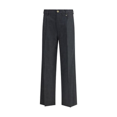 Gray Fleece Wool Casual Pants
