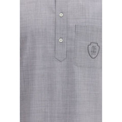 Gray Fleece Wool Polo Shirt