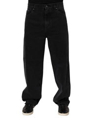 Black Denim Wide Leg Relaxed Fit Pants Jeans