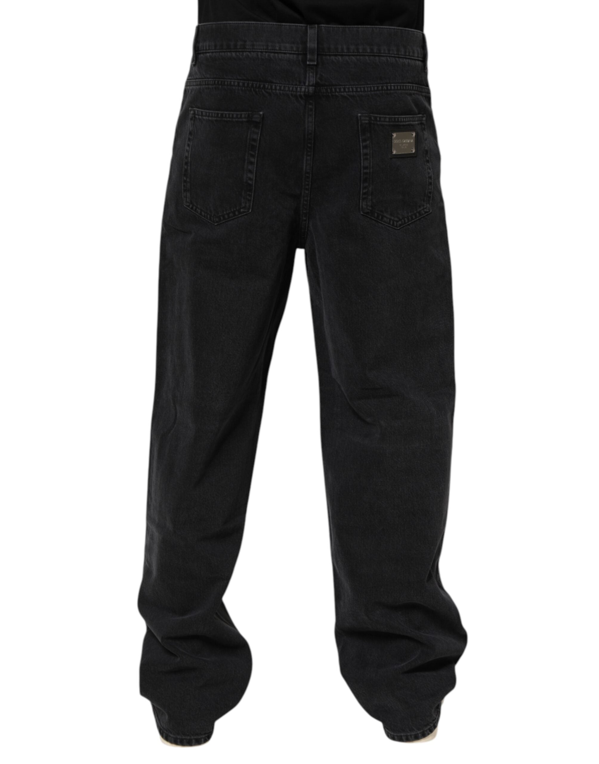 Black Denim Wide Leg Relaxed Fit Pants Jeans