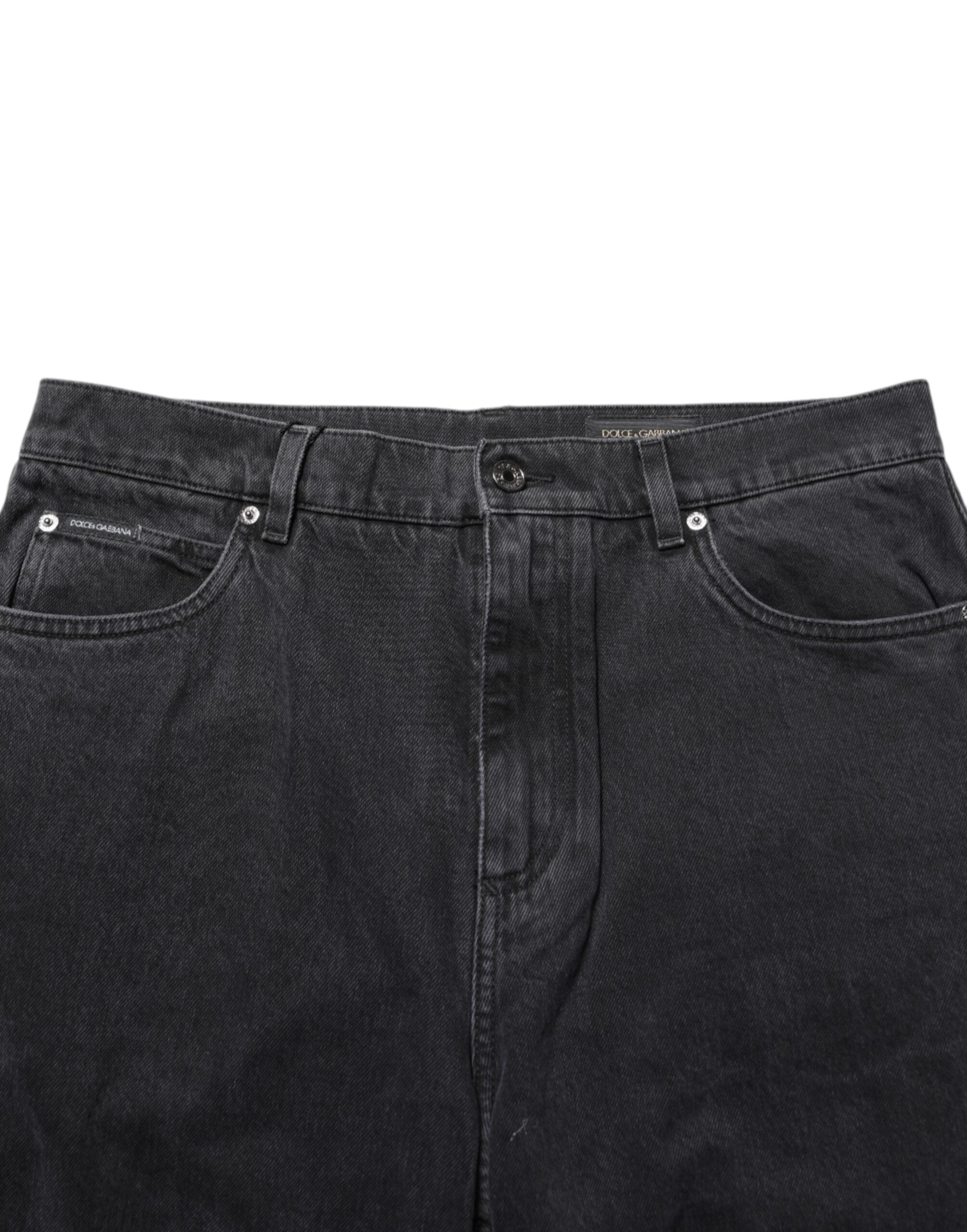Black Denim Wide Leg Relaxed Fit Pants Jeans