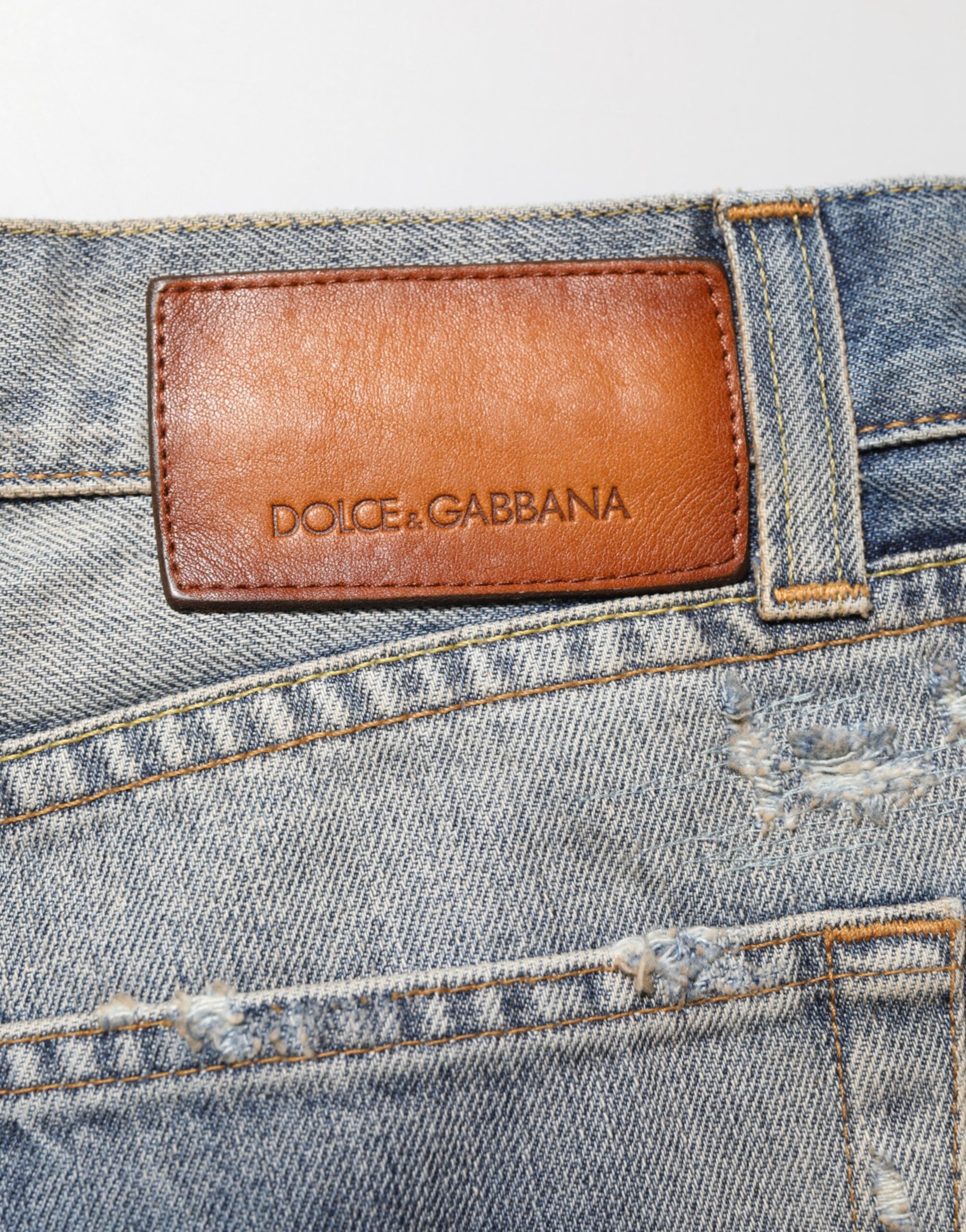 Blue Distressed Denim Slim Fit Pants Jeans