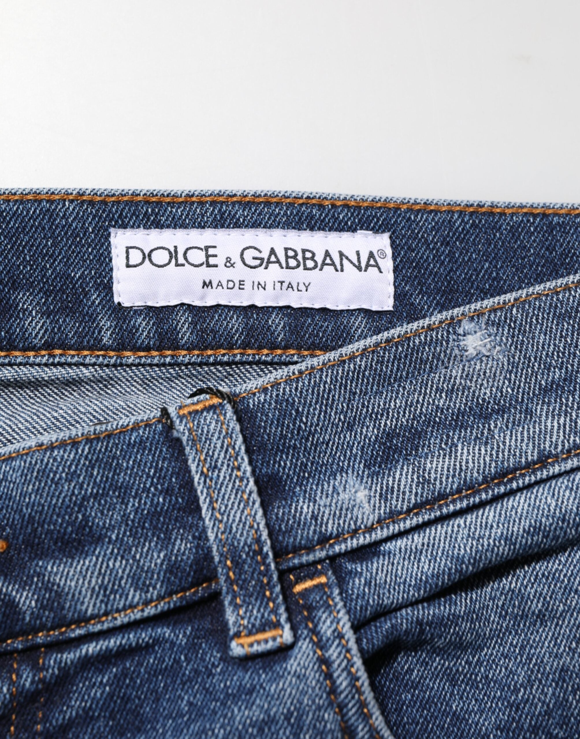 Blue Cotton Logo Plaque Skinny Men Denim Jeans