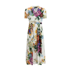 Flower bouquet print chemisier dress