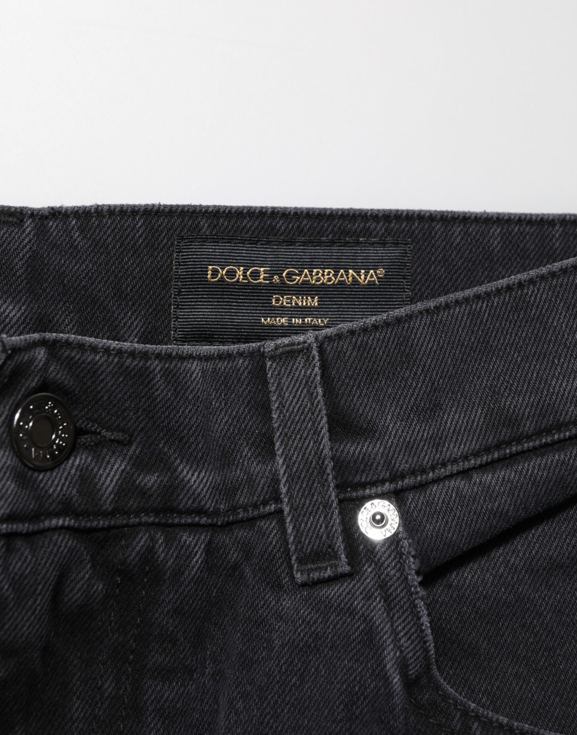 Black Cotton Logo Men Mid Waist Denim Jeans