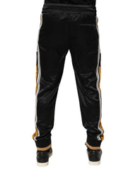 Black Gold Satin Crown Side Stripe Jogger Pants