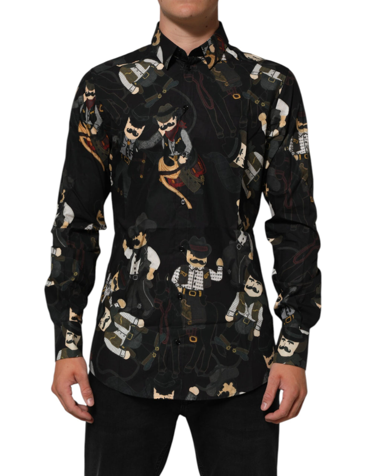 Black Cowboy Collared GOLD Formal Dress Shirt