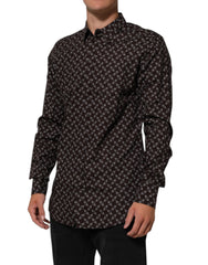 BrownFloral Collared GOLD Formal Dress Shirt