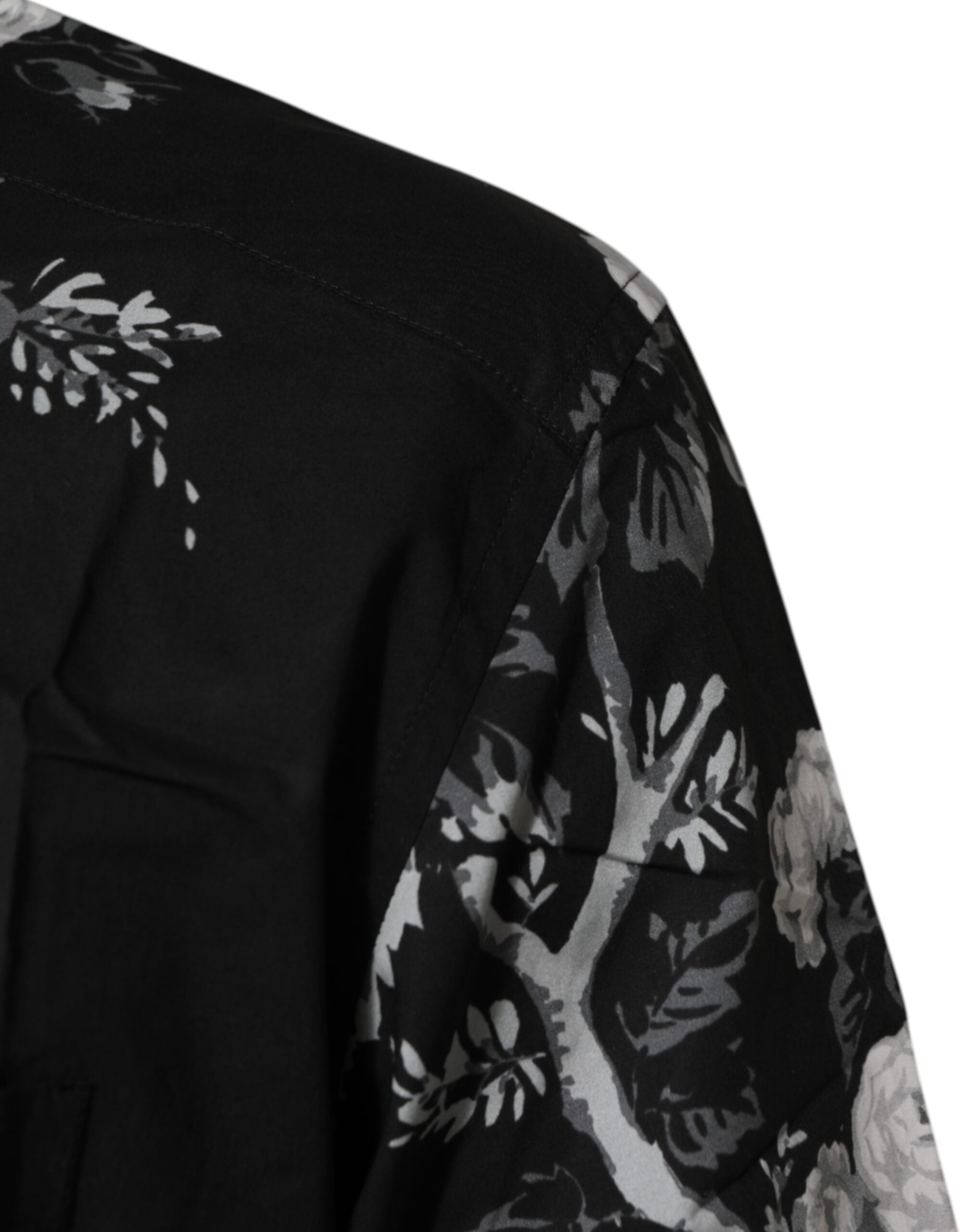 Black Floral Collared GOLD Casual Polo Shirt