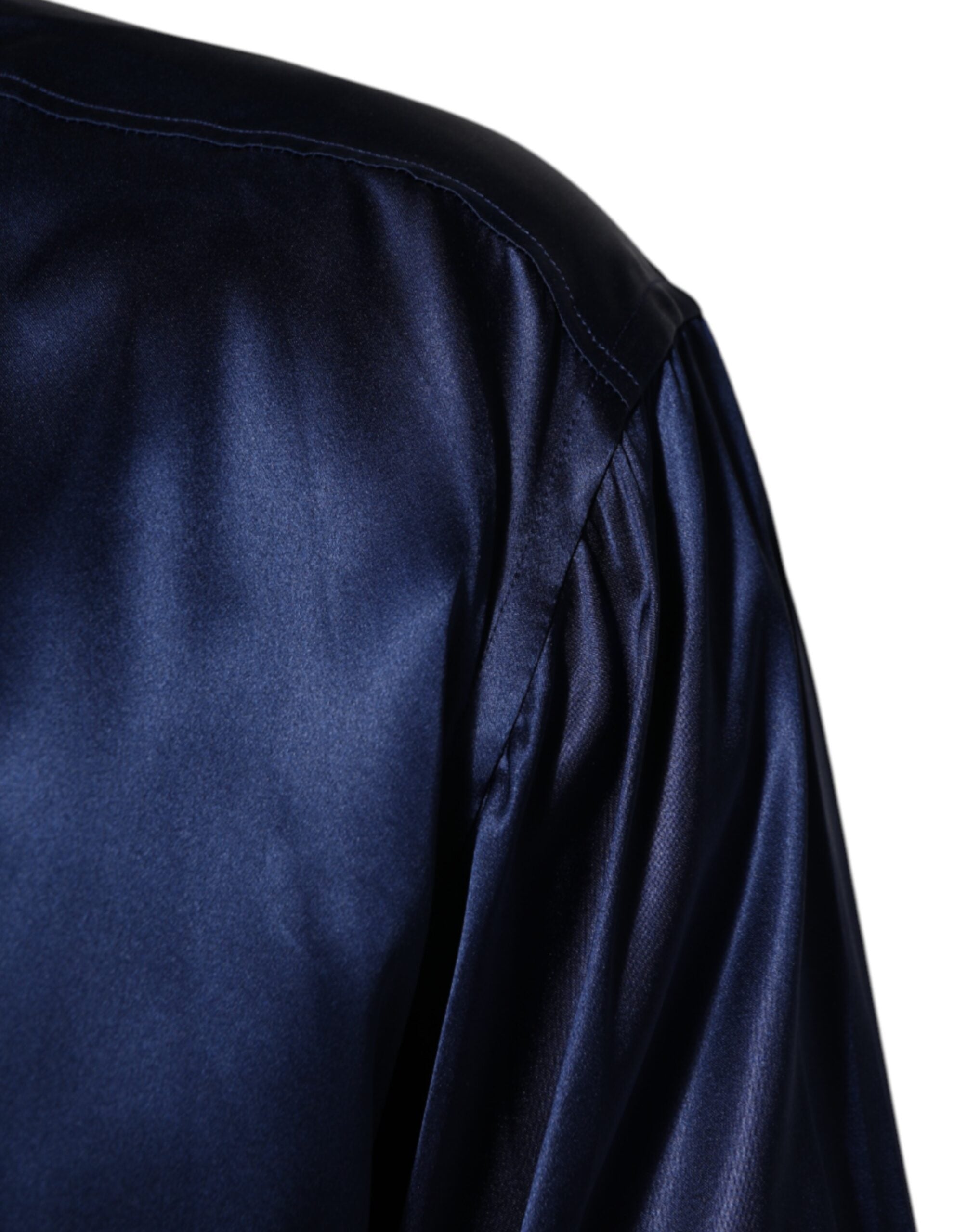 Blue Oversize Silk Satin Long Sleeves Shirt
