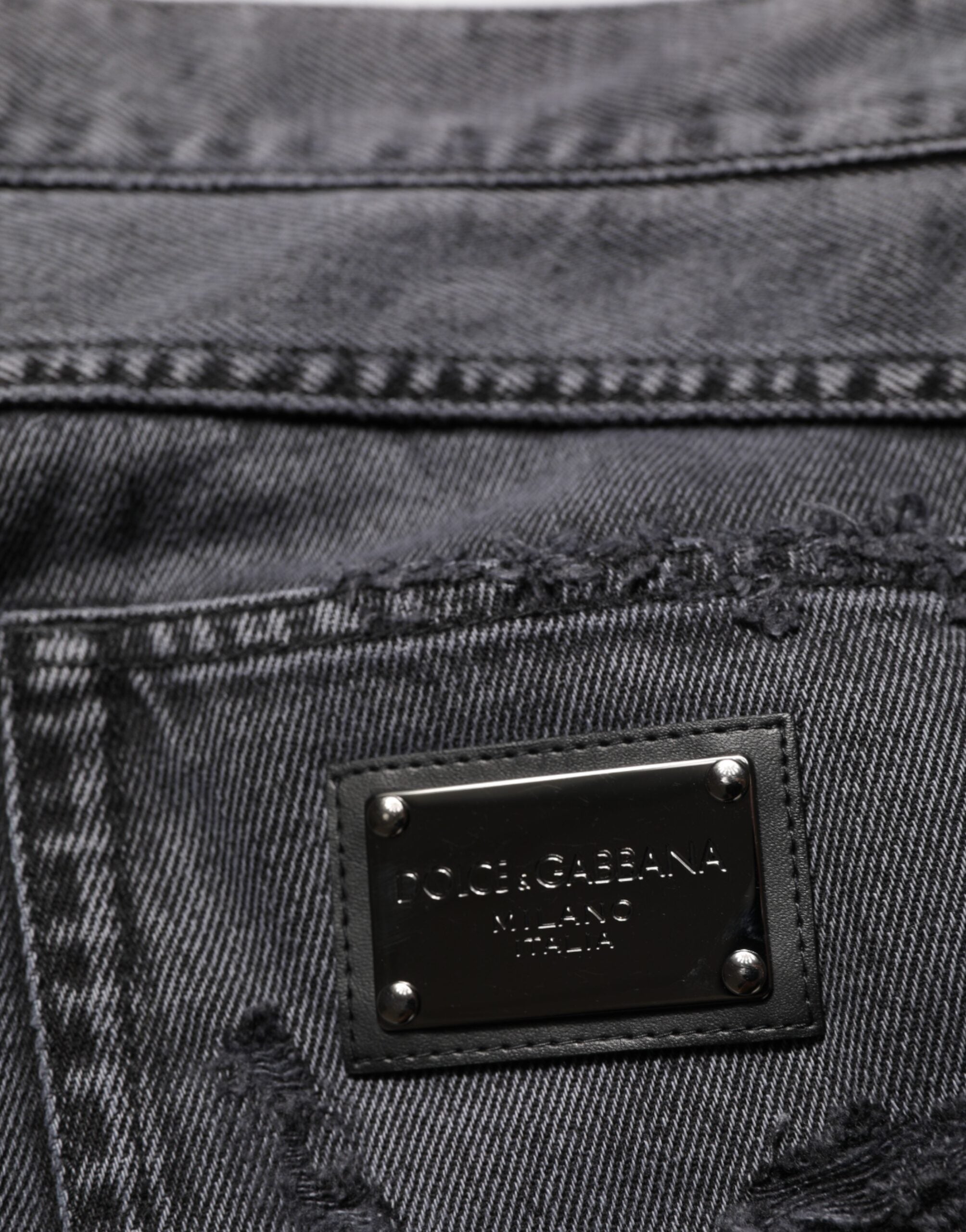 Black Tattered Skinny Cotton Men Denim Jeans