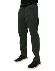 Dark Green Cotton Stretch Loose Denim Jeans