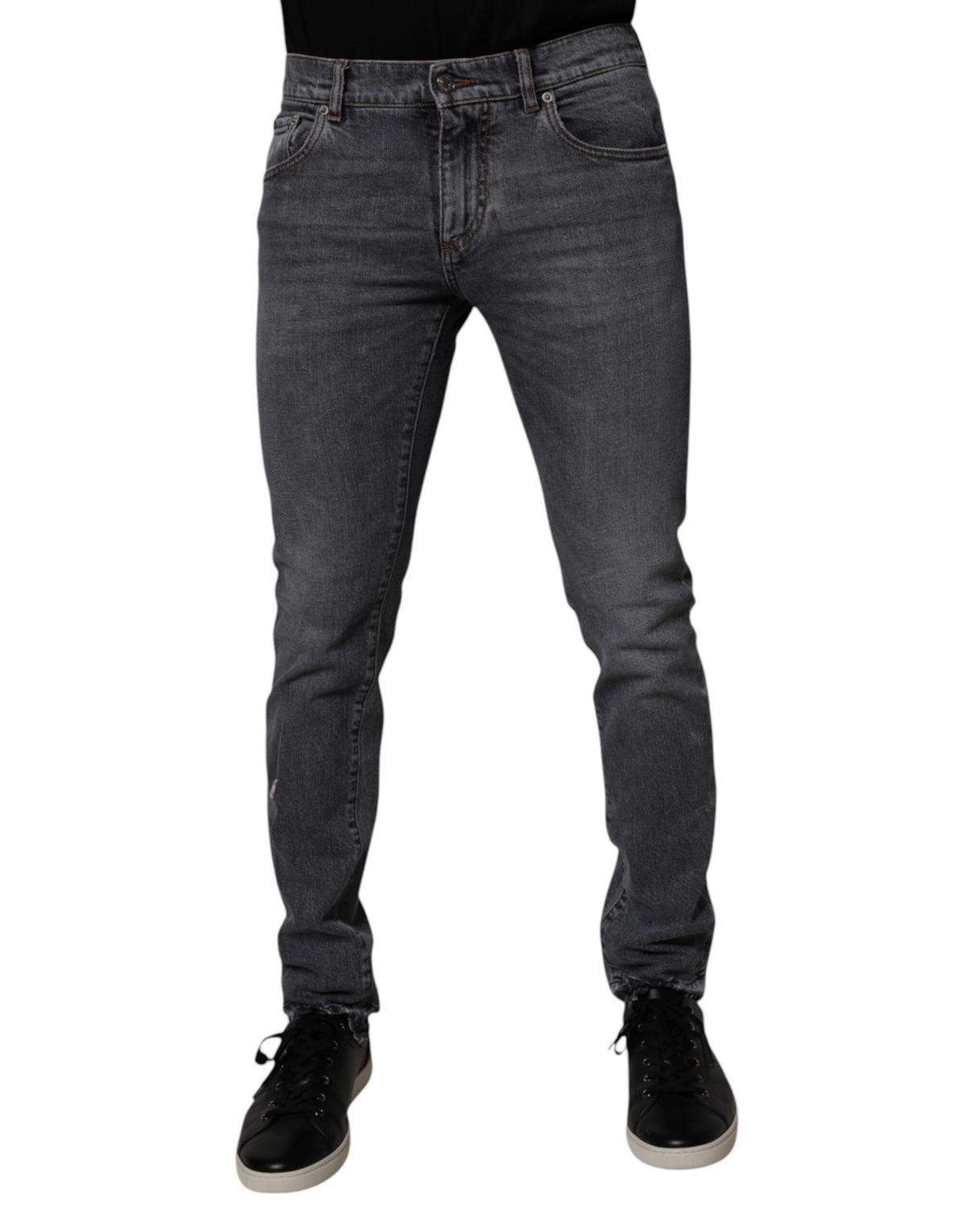 Dark Gray Cotton Stretch Skinny Denim Jeans