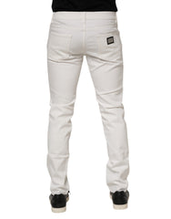 Off White Cotton Stretch Slim Fit Denim Jeans
