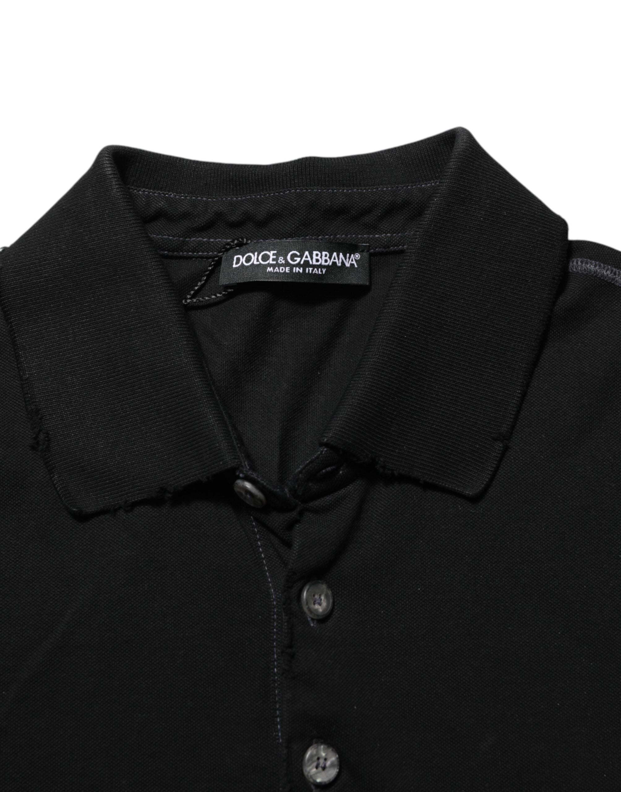Black Cotton Graphic Print PoloShirt T-shirt