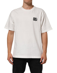 White Cotton Logo Print Crew Neck T-shirt