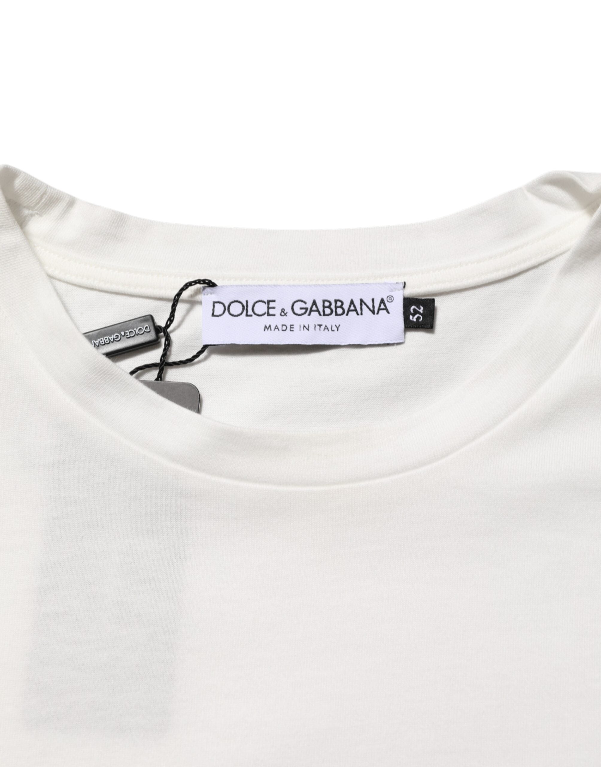 White Cotton Logo Print Crew Neck T-shirt