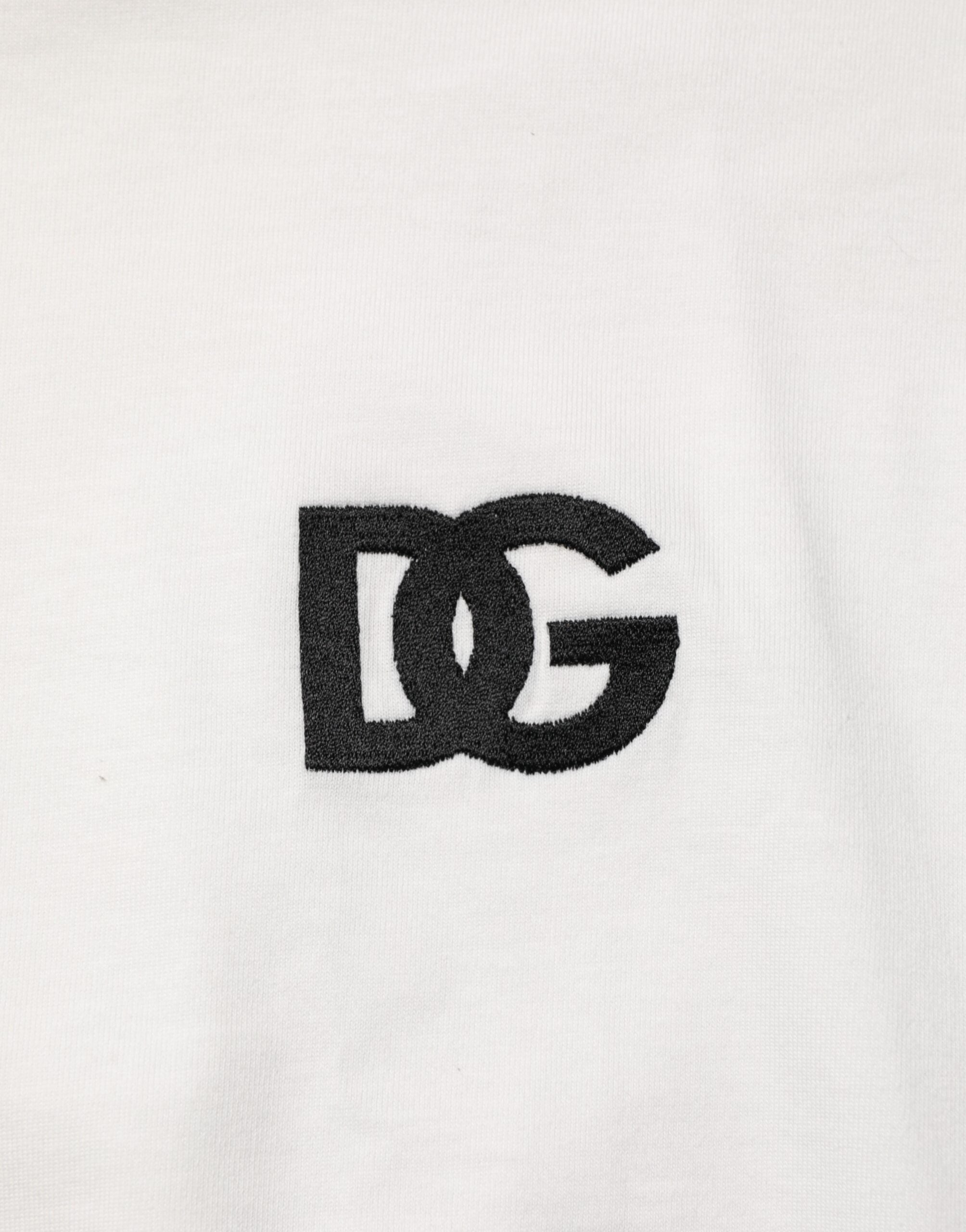 White Cotton Logo Print Crew Neck T-shirt