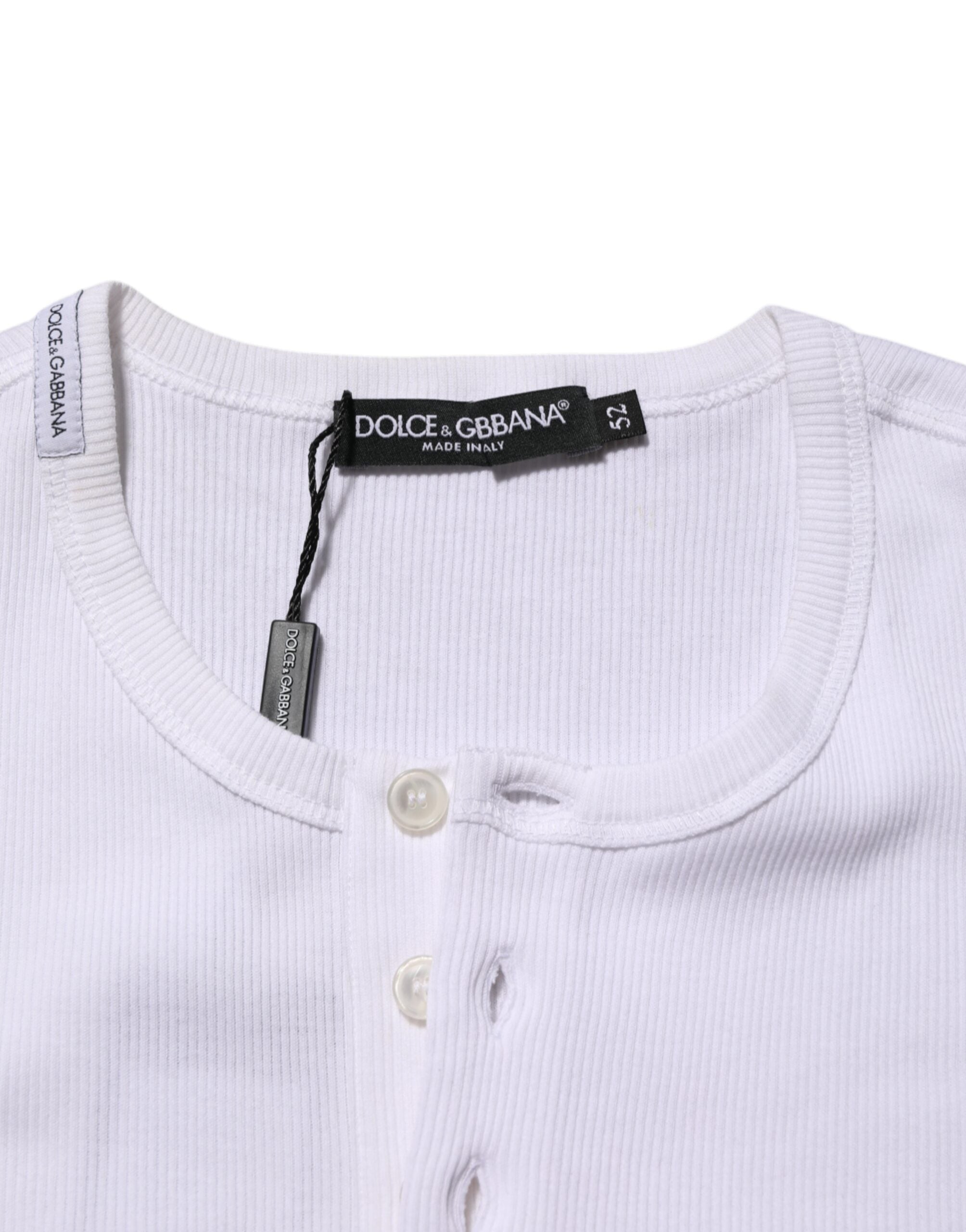 White Cotton Button Henley Shirt Men  T-shirt