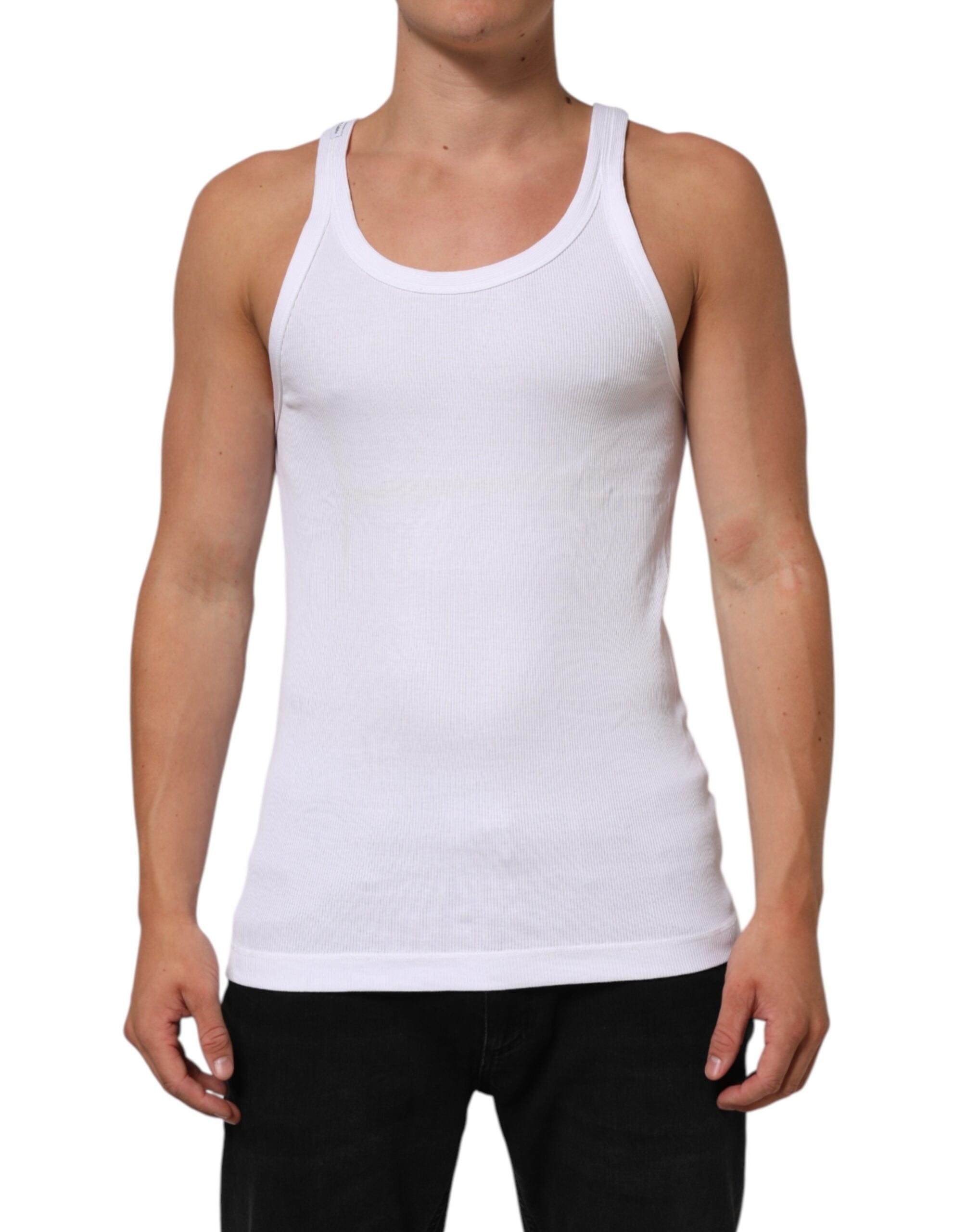 White Sleeveless Round Neck Tank T-shirt