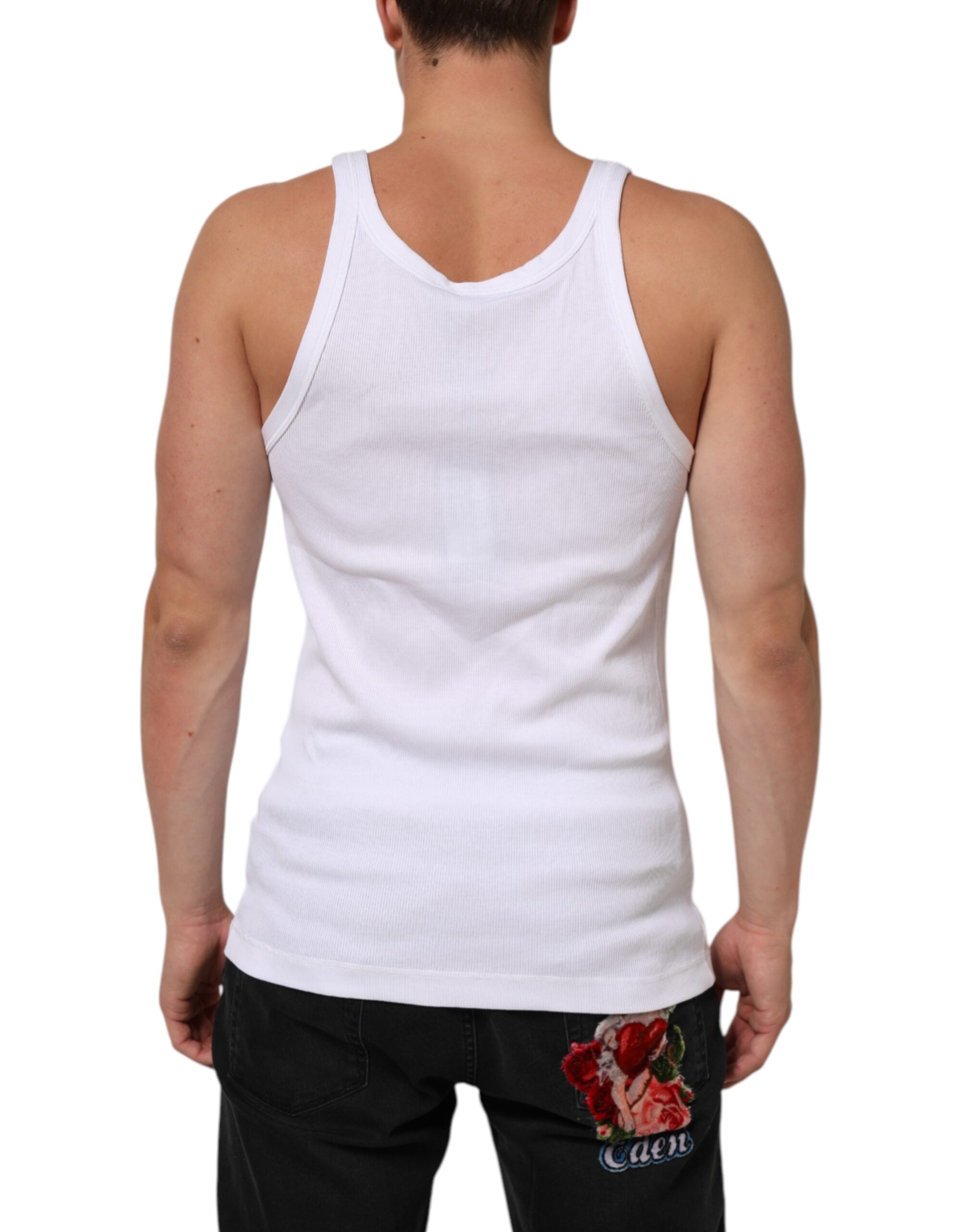 White Sleeveless Round Neck Tank T-shirt