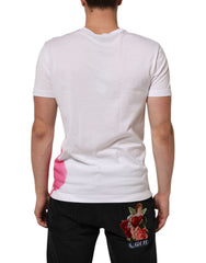 White Graphic Print Cotton Crew Neck T-Shirt