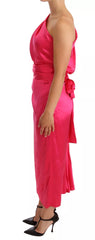 Pink Sheath Silk Bow Open Shoulder Dress