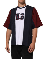 Multicolor Striped Cotton Men Crew Neck T-Shirt