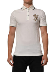 White Logo Embroidery Cotton Polo T-Shirt