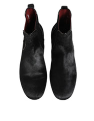 Black Leather Fur Men CHELSEA Boots Shoes