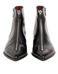 Black Calfskin Leather Men SHORT Boots Shoes