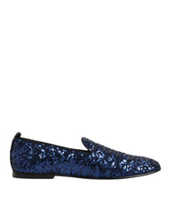 Blue Sequined Loafers Slippers Men Dress Shoes