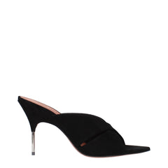 Black Leather Stiletto Heel Sandals