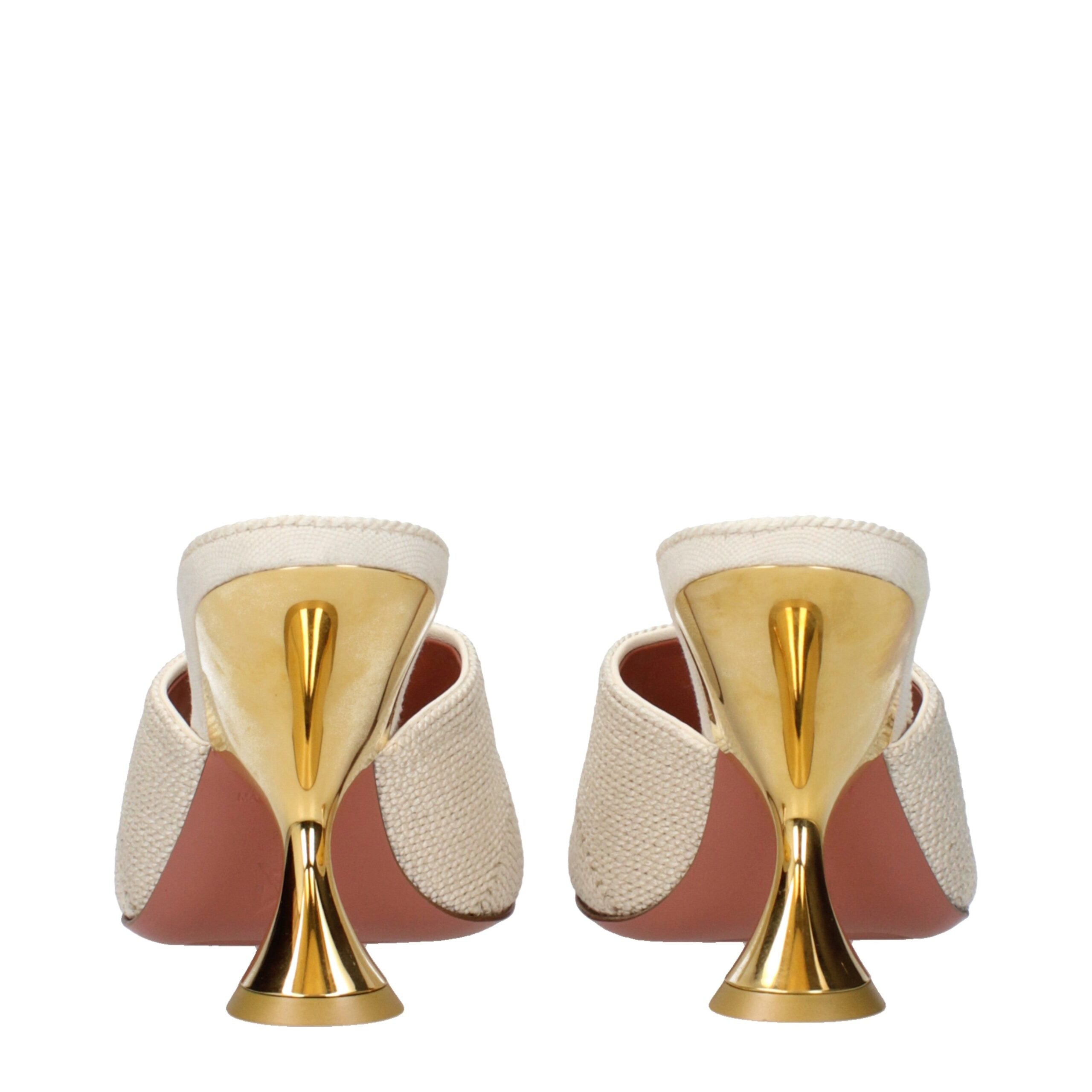 Beige Fabric Slippers Sandals