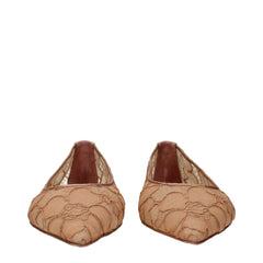 Beige Fabric Ballet Flats