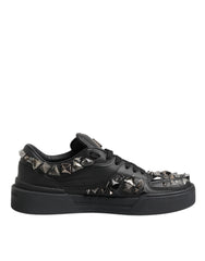 Black Portofino Studded Men Sneakers Shoes