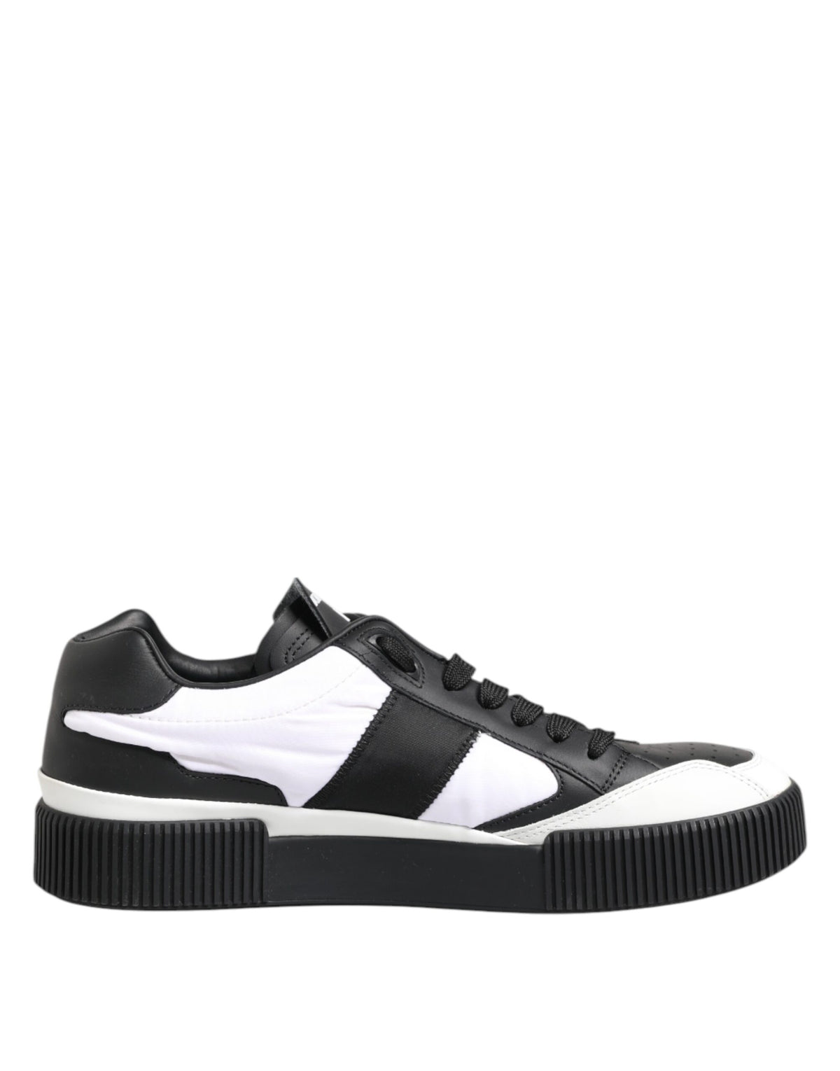 Black White Leather MIAMI Low Top Sneakers Shoes