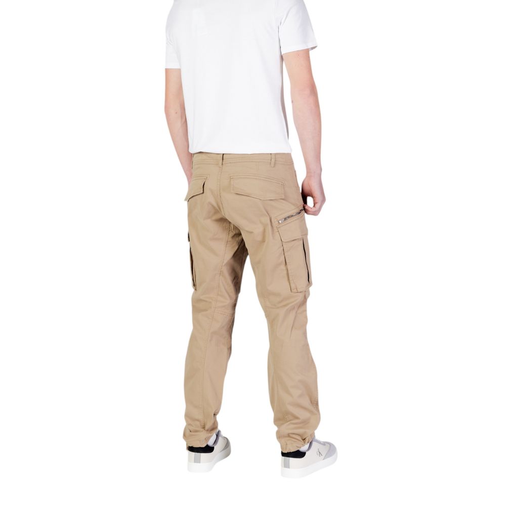 Beige Cotton Relaxed Fit Jean
