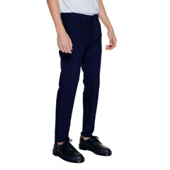 Blue Polyester Dress Pants