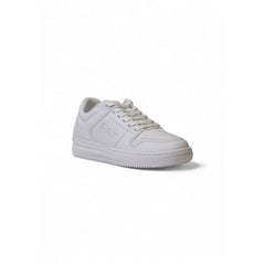 White Polyester Athletic Sneakers
