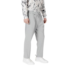 Gray Polyester Casual Pants