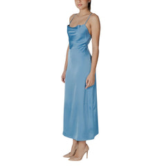 Turquoise Polyester Long Dress