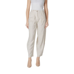 Beige Viscose Casual Pants