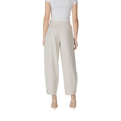 Beige Viscose Casual Pants
