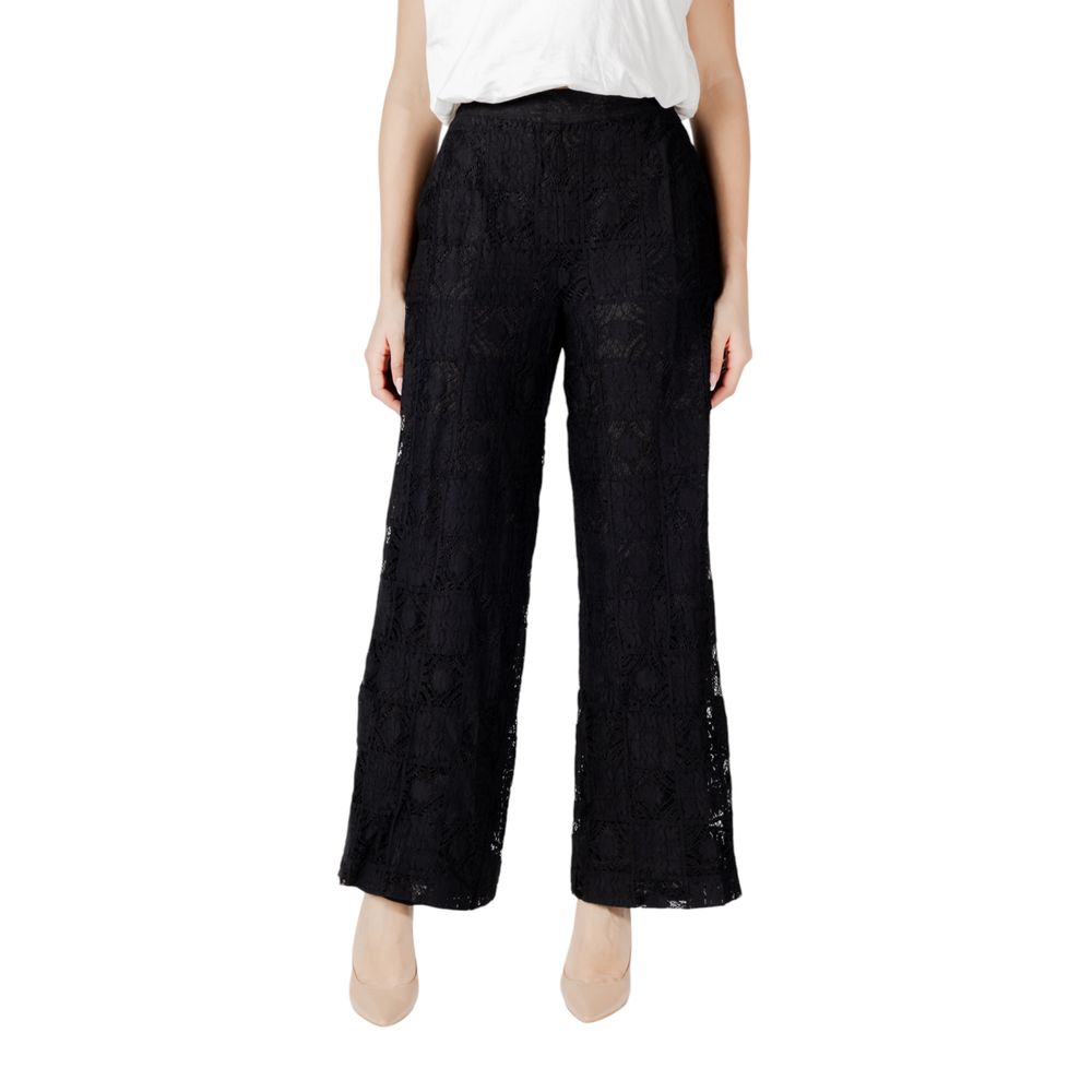 Black Cotton Casual Pants