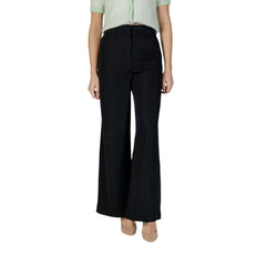Black Polyester Casual Pants