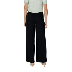 Black Polyester Casual Pants